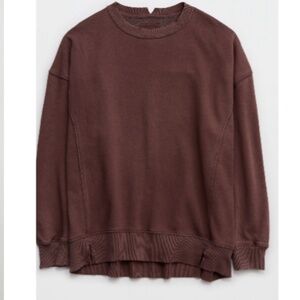 aerie The Chill Boxy Sweatshirt in Cocoa Brown * EUC* Small
